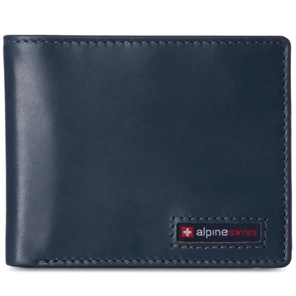 Alpine Swiss Mens Commuter RFID Bifold Wallet 2 ID Windows Divided Bill Section